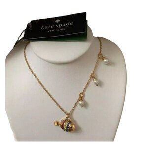 KATE SPADE What a Catch Fish Pendant Necklace in Gold NWTs
